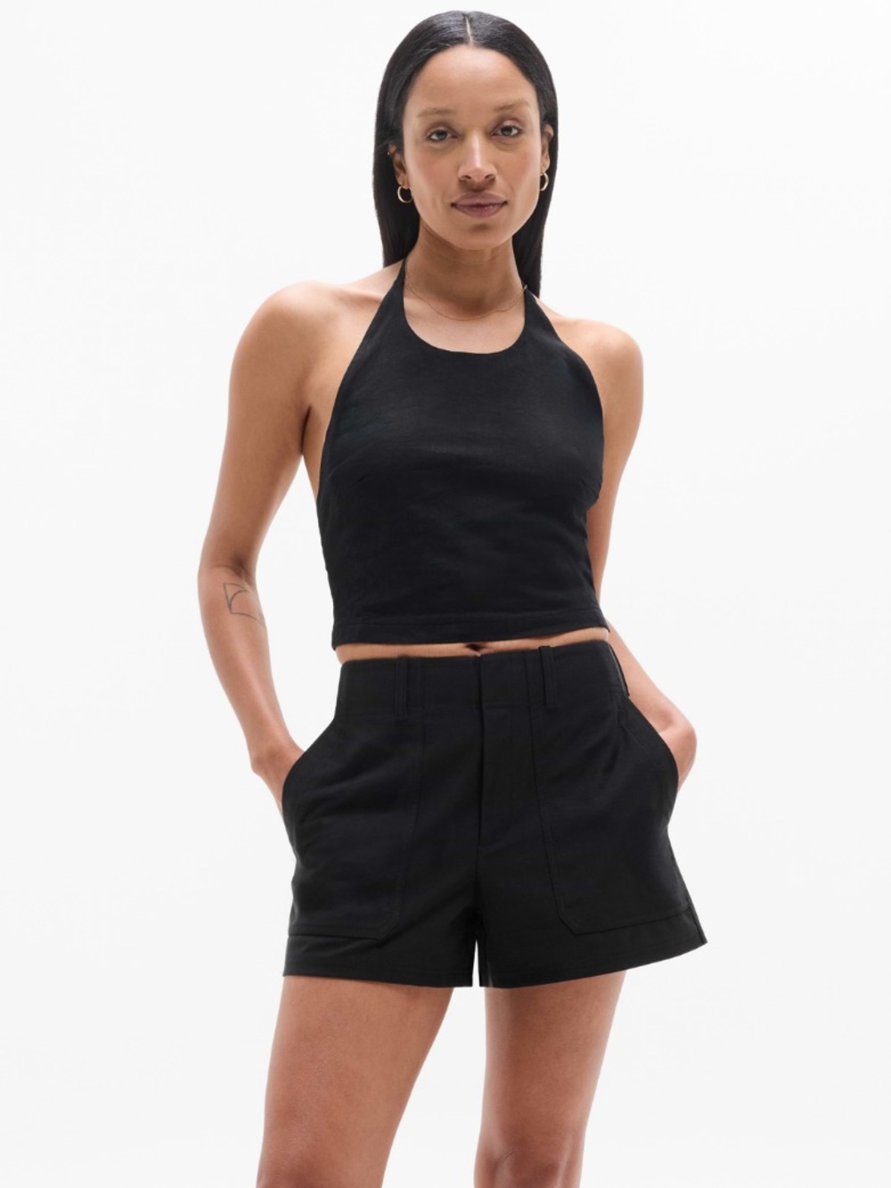 ATHLETA • Skyline Tailored Shorts in Black Leather NWT